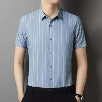 Мужская рубашка летняя с коротким рукавом модная молодежная корейская трендовая мужская одежда поло воротник топ S