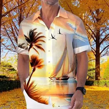 Мужская рубашка Light Lines с 3D-принтом, рубашка на пуговицах, повседневная рубашка, летняя рубашка с коротким рукавом, повседневная одежда для отпуска XS красный