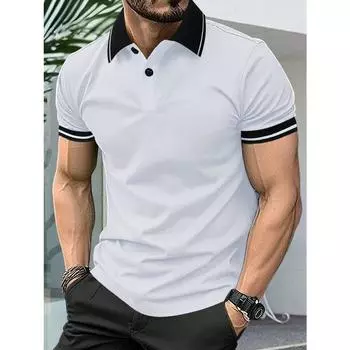 Мужская рубашка Manfinity Homme в полоску с короткими рукавами и деловым воротником, летняя S