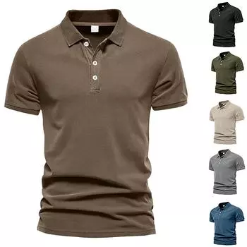 Мужская рубашка, модная повседневная мужская однотонная футболка с короткими рукавами