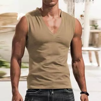 Мужская рубашка, модный мужской жилет из полиэстера с v-образным вырезом, летний быстросохнущий мужской жилет, топ, жилет, одежда для отдыха L белый