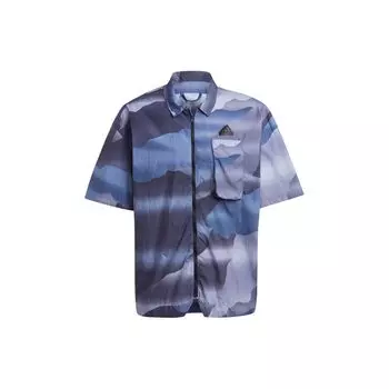 Мужская рубашка на молнии Adidas City Escape с градиентным узором и цветными блоками, чернильно-синяя IR5184 M