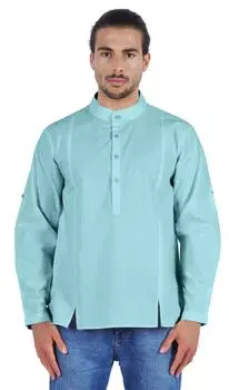 Мужская рубашка на пуговицах Atasi Indian с длинным рукавом и коротким воротником-стойкой XL розовый