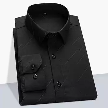 Мужская рубашка, не требующая глажки, деловая, повседневная, рубашка с длинным рукавом на весну и осень 39 чёрный