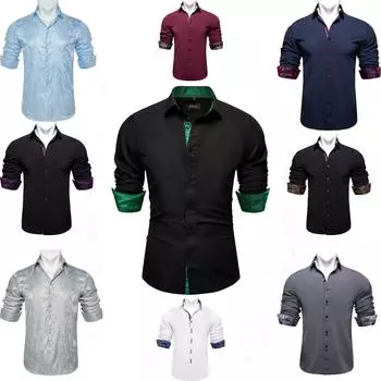 Мужская рубашка, однотонная розовая классическая рубашка с длинным рукавом, приталенная деловая рубашка Camisa Masculina, повседневные мужские гавайские рубашки S чёрный