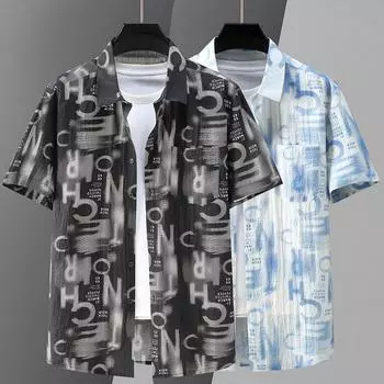 Мужская рубашка оверсайз, летняя мода, большие размеры 4XL-11XL, повседневные рубашки с короткими рукавами для мужчин, топы 4XL чёрный