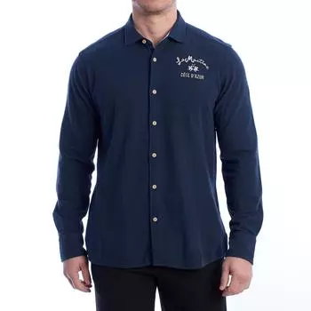 Мужская рубашка пике с длинным рукавом YMC036-JS394 3XL синий