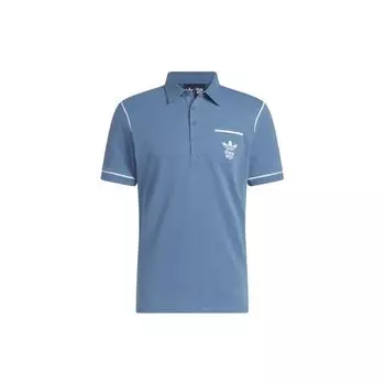 Мужская рубашка поло Adidas Originals X Bogey Boys SS23 с коротким рукавом и логотипом на кармане и пуговицах, синяя HY1789 M