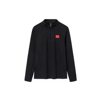 Мужская рубашка-поло Anta Champion All-Weather Series с воротником-стойкой, однотонная, с длинным рукавом, черная 152340403-4 M