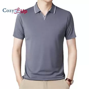 Мужская рубашка-поло Cosy Up с однотонным воротником и простым ножничным воротником M синий