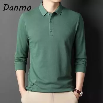 Мужская рубашка поло Danmo с лацканами, однотонная, с коротким рукавом, повседневная, деловая, модная, облегающая рубашка поло XXXXL белый