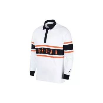 Мужская рубашка-поло для регби с длинными рукавами Jordan Logo, белые BQ5670-100 L