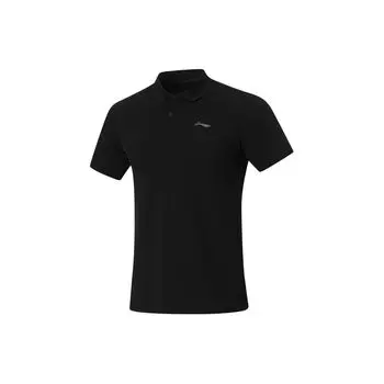 Мужская рубашка-поло Li Ning Fitness Series, однотонная, повседневная, прочная, с коротким рукавом, черная APLU117-1 M
