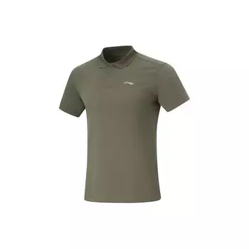 Мужская рубашка-поло Li Ning Fitness Series с коротким рукавом, однотонная, цвет милитари-зеленый APLU117-7 S