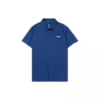 Мужская рубашка-поло Li Ning Plain Square Neck Casual с коротким рукавом, синяя YPLT023-3 S