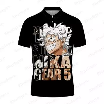 Мужская рубашка-поло Luffy, одежда в стиле аниме, модные рубашки для косплея, топы 2024, высокое качество, большие размеры с короткими рукавами для детей 4XL