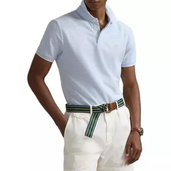 Мужская рубашка поло Polo Ralph Lauren Custom Slim Fit Oxford Mesh, топы, светло-голубой, MNPOKNI1N823363 S
