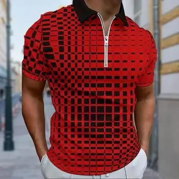 Мужская рубашка поло повседневная на молнии с коротким рукавом модная повседневная на молнии лето весна стандартный крой крутой принт 3D принт рубашка XS синий