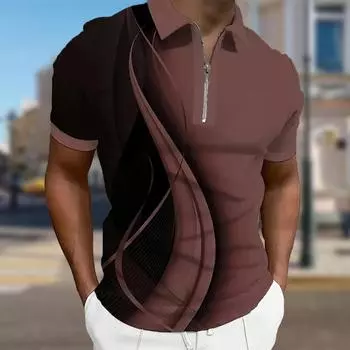 Мужская рубашка поло повседневная на молнии с коротким рукавом модная повседневная на молнии летняя весенняя рубашка стандартного кроя с принтом в виде ростков зерновых культур 3D XS синий