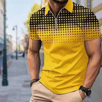 Мужская рубашка поло повседневная на молнии с коротким рукавом модная повседневная на молнии лето весна стандартный крой водно-голубой принт 3D принт рубашка XS синий