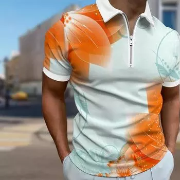 Мужская рубашка поло повседневная на молнии с коротким рукавом модная повседневная на молнии лето весна стандартный крой граффити сетка 3D принт рубашка XS жёлтый