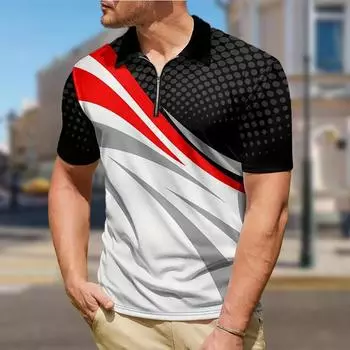 Мужская рубашка поло повседневная на молнии с коротким рукавом модная повседневная на молнии лето весна стандартный крой рубашка с принтом Wolf&Colorful Light 3D XS синий