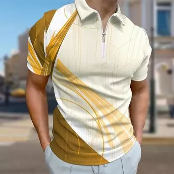 Мужская рубашка поло повседневная на молнии с коротким рукавом модная повседневная на молнии лето весна стандартный крой радиационный принт 3D принт рубашка XS чёрный