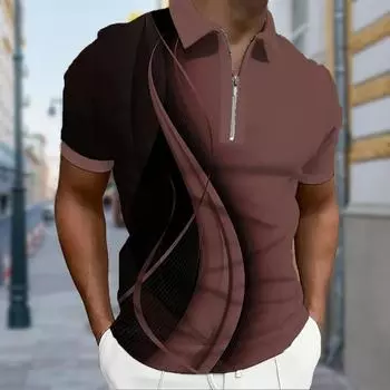 Мужская рубашка поло повседневная на молнии с коротким рукавом модная повседневная на молнии летняя весенняя рубашка стандартного кроя с принтом листьев 3D XS зелёный