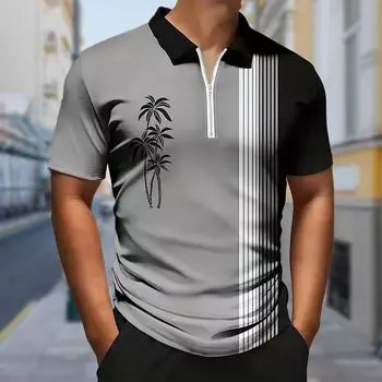 Мужская рубашка поло повседневная на молнии с коротким рукавом модная повседневная на молнии летняя весенняя рубашка стандартного кроя с принтом 3D бамбука XS серебряный