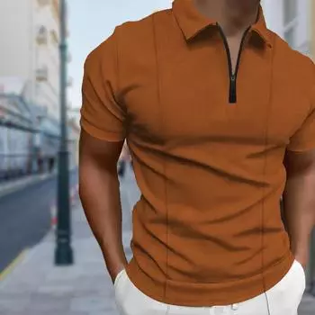 Мужская рубашка поло повседневная на молнии с коротким рукавом модная повседневная на молнии летняя весенняя рубашка стандартного кроя с 3D-принтом однотонная рубашка XS синий