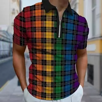 Мужская рубашка поло повседневная на молнии с коротким рукавом модная повседневная на молнии лето весна стандартный крой 3D цветная сетка принт рубашка XS белый