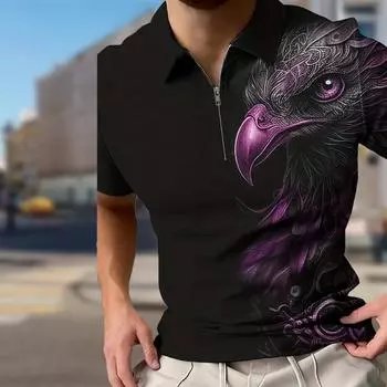 Мужская рубашка поло повседневная на молнии с коротким рукавом модная повседневная на молнии лето весна стандартный крой скульптура 3D принт рубашка XS синий