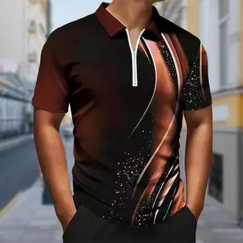 Мужская рубашка поло повседневная на молнии с коротким рукавом модная повседневная на молнии летняя весенняя рубашка стандартного кроя с принтом 3D сверкающие звезды на небе XS синий