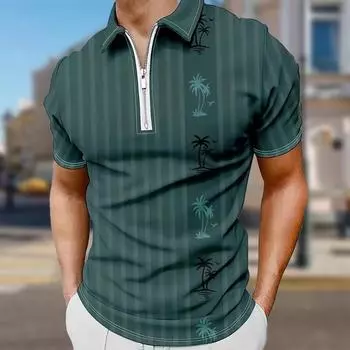 Мужская рубашка поло повседневная на молнии с коротким рукавом модная повседневная на молнии лето весна стандартный крой цифровая печать 3D принт рубашка XS синий