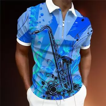 Мужская рубашка-поло, повседневная рубашка на молнии с коротким рукавом, модная повседневная рубашка на молнии на лето и весну, стандартная посадка, 3D синяя рубашка с принтом Lexus XS жёлтый