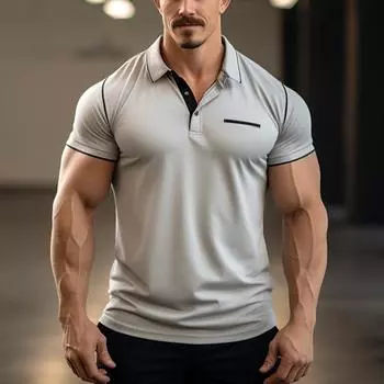 Мужская рубашка-поло, повседневная рубашка на молнии с коротким рукавом, модная повседневная рубашка на молнии на лето и весну, стандартная посадка, рубашка с 3D чисто серым принтом XS серый
