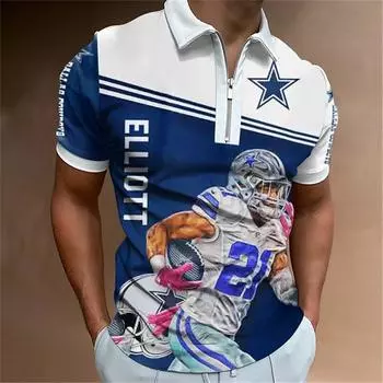 Мужская рубашка-поло, повседневная рубашка на молнии с коротким рукавом, модная повседневная рубашка на молнии на лето и весну, стандартная посадка, 3D синяя рубашка с принтом звезды и буквами XS чёрный