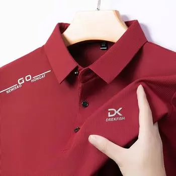 Мужская рубашка поло премиум класса с длинным рукавом, деловая повседневная, мужская маленькая вафельная эластичная футболка M красный