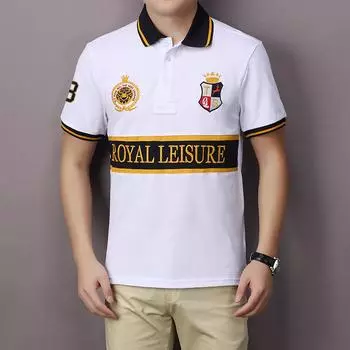 Мужская рубашка-поло Royal Leisure из хлопка с вышивкой — с короткими рукавами, контрастная строчка, европейский размер, спортивный стиль для колледжа TS554-2 3XL красный