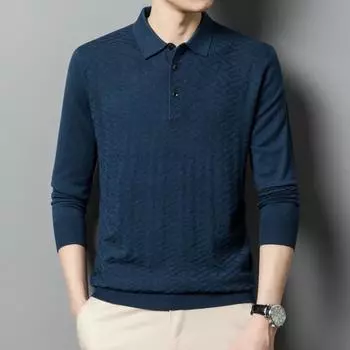 Мужская рубашка поло с длинным рукавом и лацканами, тонкий свитер на весну и осень с низом свитера, верхом свитера Tide 165