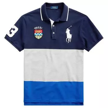 Мужская рубашка поло с коротким рукавом и вышитым логотипом Polo Ralph Lauren, цвет синий 710784716-001 S