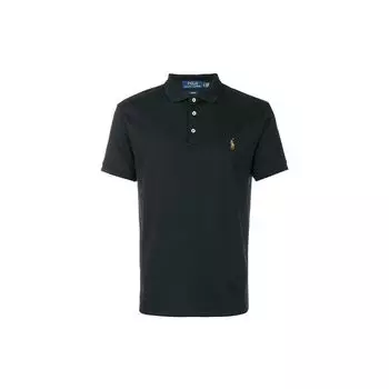 Мужская рубашка поло с коротким рукавом и вышитым логотипом Polo Ralph Lauren, цвет черный 710685514-002 S