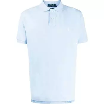 Мужская рубашка поло с коротким рукавом и вышитым логотипом Polo Ralph Lauren, светло-голубая 710795080-016 L