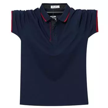 Мужская рубашка поло с коротким рукавом из чистого хлопка, деловая, повседневная, с воротником-стойкой, дышащая, большого размера 6XL синий