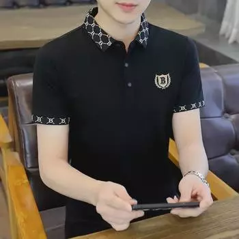 Мужская рубашка поло с коротким рукавом: Модная летняя хлопковая футболка с лацканами 2024 года 2XL