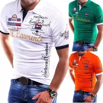 Мужская рубашка-поло Slim Fit, футболка с коротким рукавом S красный