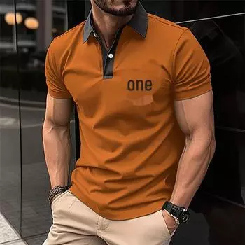 Мужская рубашка поло Slim Fit с лацканами и нагрудным карманом - короткий рукав, модный стиль M светло-серый