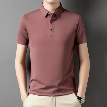 Мужская рубашка поло Traceless Ice Silk High-End Business Lapel Medium Thin с короткими рукавами M красный