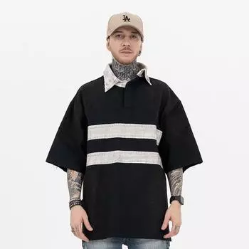Мужская рубашка поло весна-лето с отложным воротником, уличная свободная повседневная футболка с коротким рукавом M