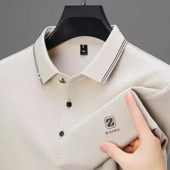 Мужская рубашка поло, высококачественная футболка с длинными рукавами, деловая повседневная рубашка поло с лацканами в виде буквы Z M хаки